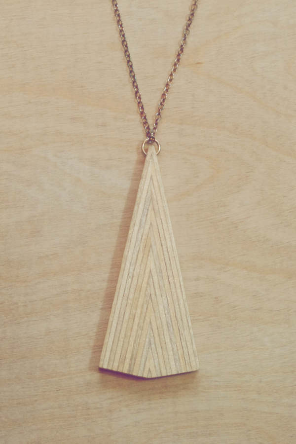 Hand made wooden triangle pendant